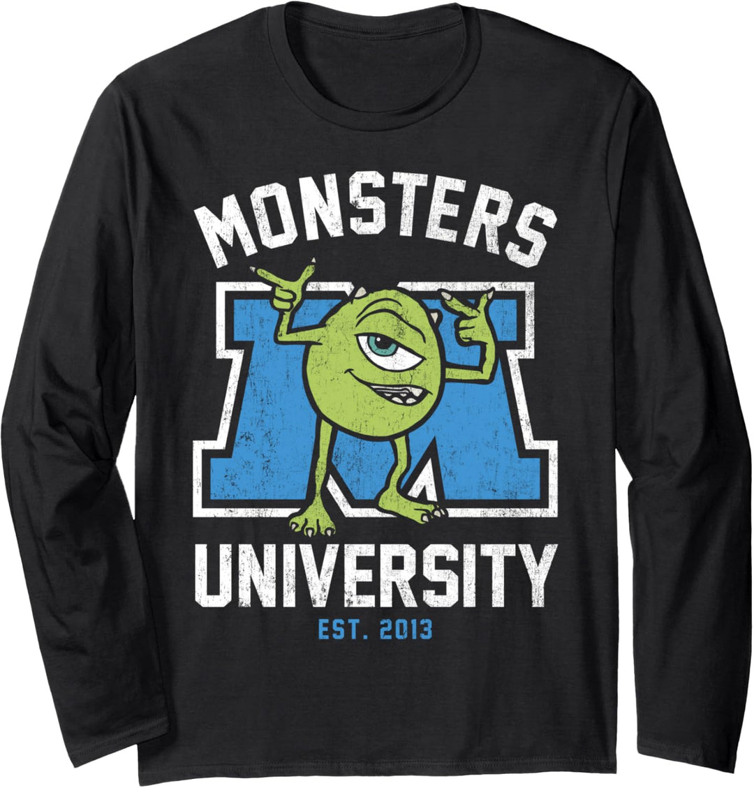 Disney Pixar Monsters University Mike University Logo Langarmshirt