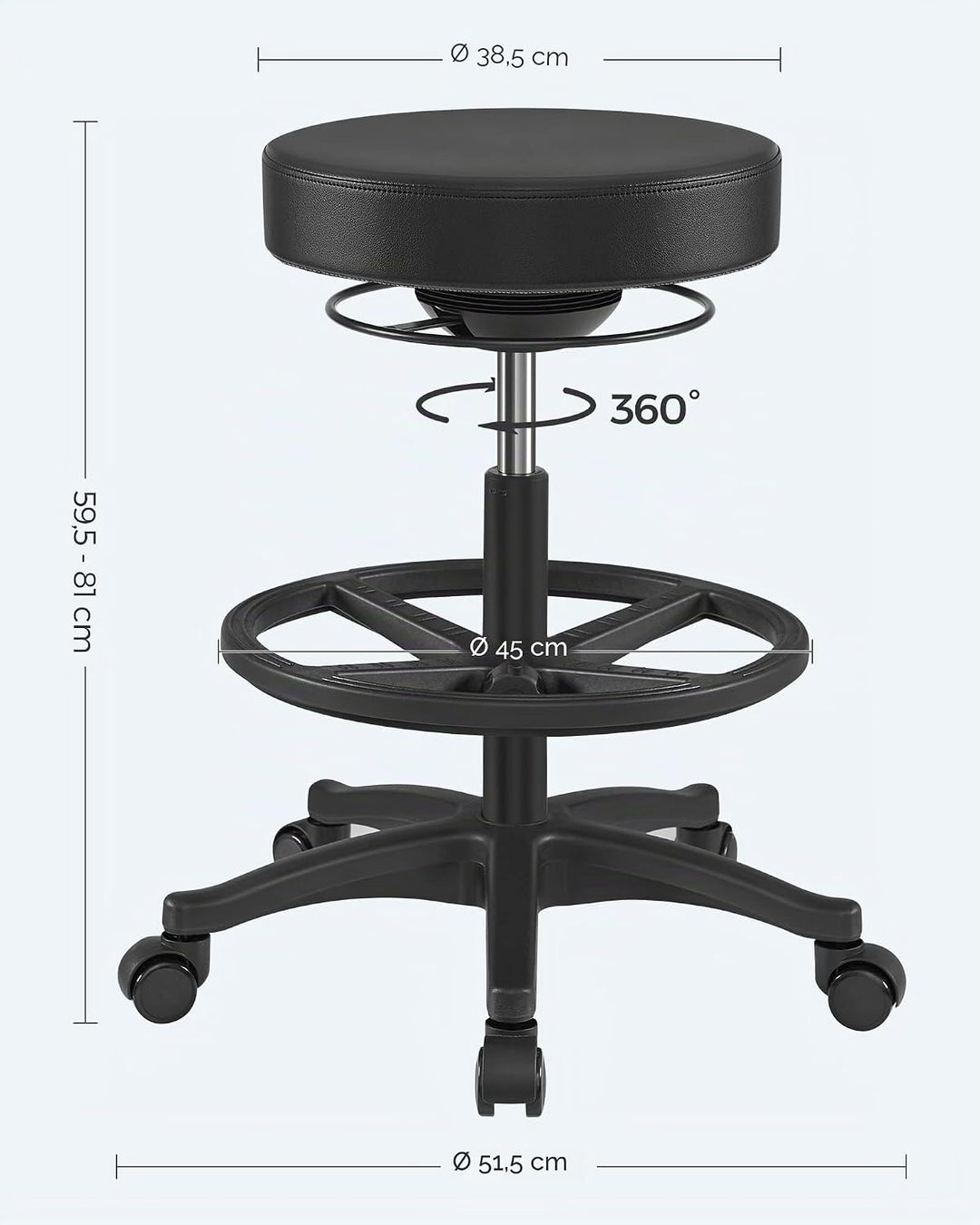 SONGMICS Arbeitshocker, hoher Sitz, ergonomischer Dynastischer Hocker, Stehstuhl, drehbar und verste