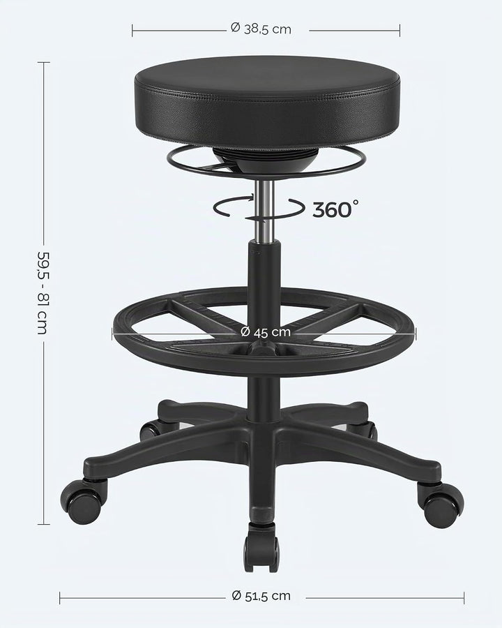 SONGMICS Arbeitshocker, hoher Sitz, ergonomischer Dynastischer Hocker, Stehstuhl, drehbar und verste