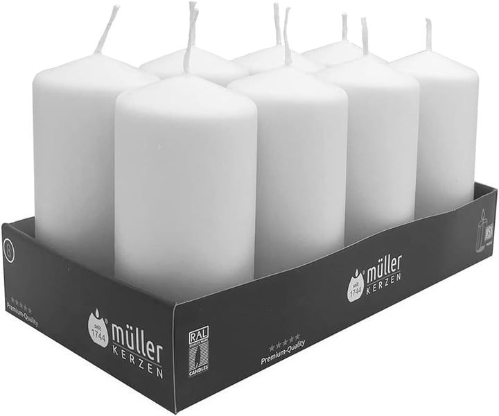 24 Gastro - Stumpenkerzen 120 x 60, Weiss, selbstverlöschende Sicherheits - Stumpenkerzen