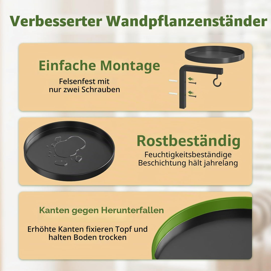 LASZOLA Blumenständer Wandmontage Pflanzenhalter Blumenregal mit Lights | 2 Stück Moderne Blumentopf