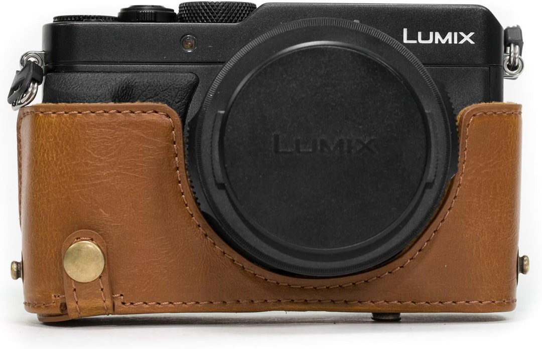 MegaGear Ever Ready Kameratasche aus Leder für Panasonic LUMIX LX100, DMC-LX100 Kamera (Hellbraun) (