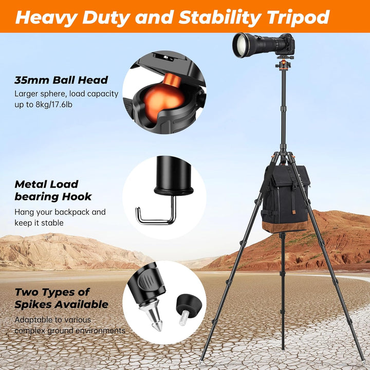 Victiv 200cm Kamera Stativ, Tragbares Stabiles Reisestativ, 2-in-1 Dreibein Stativ & Einbeinstativ m