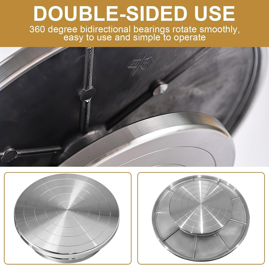 Drehbare Töpferscheibe 25 cm, Tortenplatte Drehbar Aluminiumlegierung, DIY Tonwerkzeuge Doppelseitig