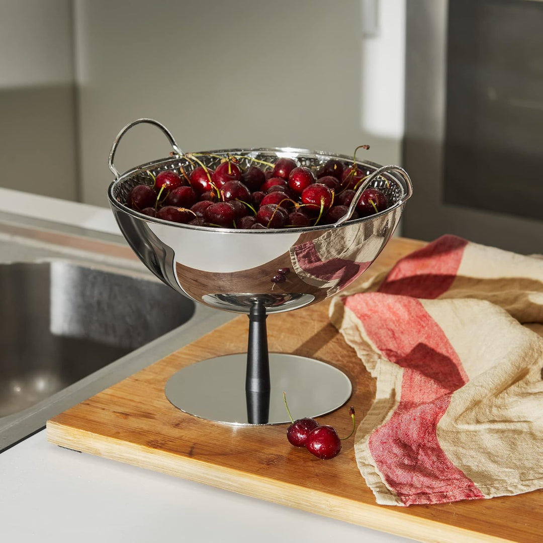 Alessi Obstschale/Sieb aus Edelstahl Fuss aus Aluminium, anthrazit