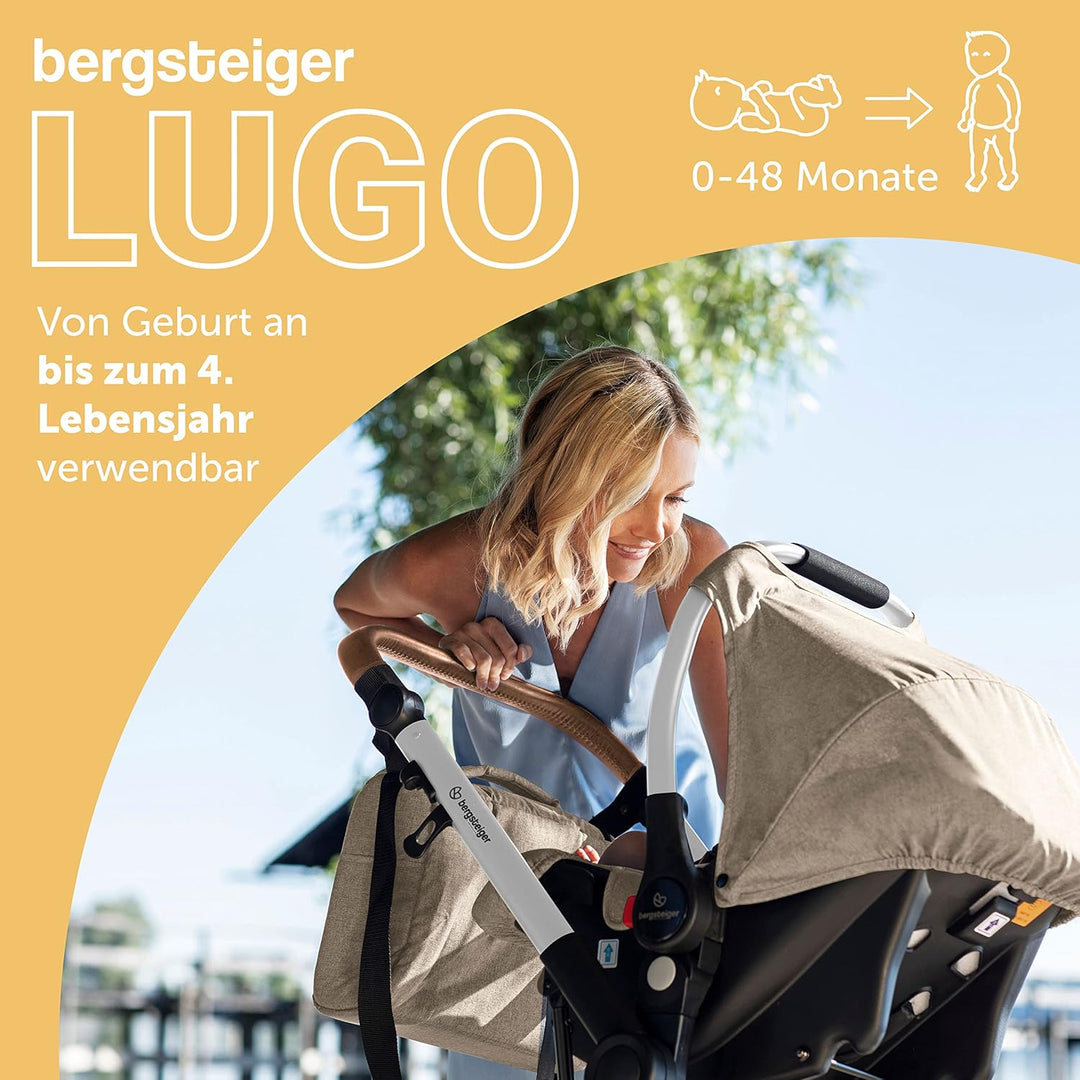 Bergsteiger Kinderwagen Lugo 3in1 | Kombikinderwagen Komplettset inkl. Zubehör - Babyschale, Buggy-A