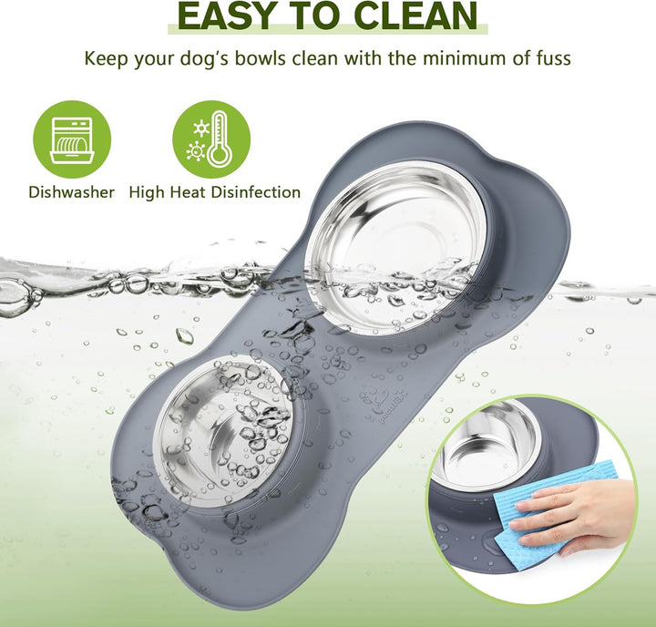 Pecute Hundenapf Mittelgrosse Hunde, Futternapf Hund Katzennapf mit Doppel 750ml Näpfe aus Edelstahl
