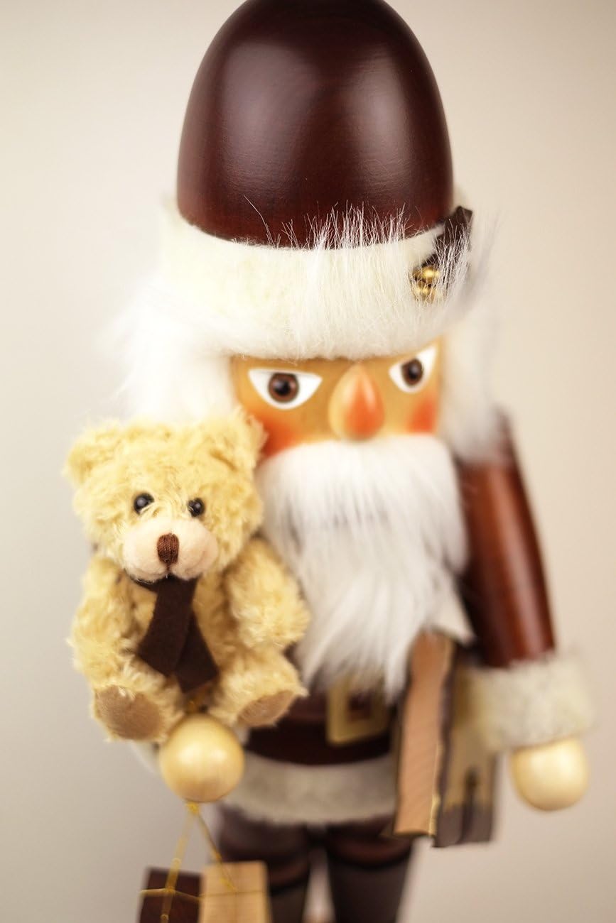 Christian Ulbricht Erzgebirge Nussknacker Weihnachtsmann mit Teddy nat