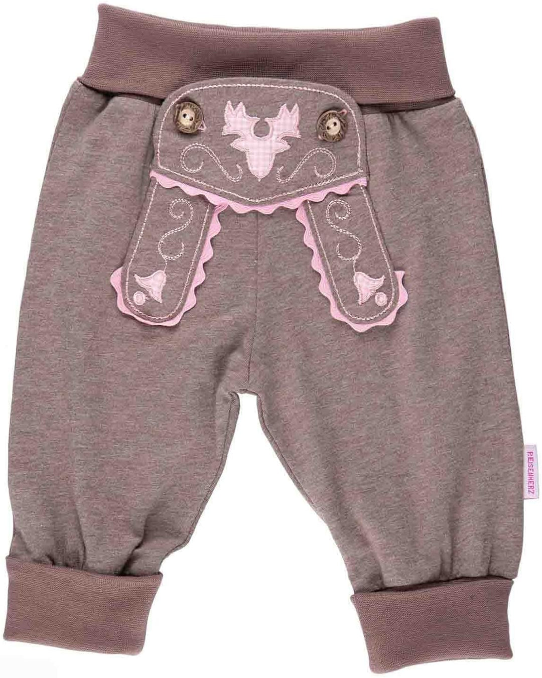 Trachten Set für Mädchen bestehend aus Baby Body mit langem Arm Motiv "Brezel" mit Stickerei "Spatze