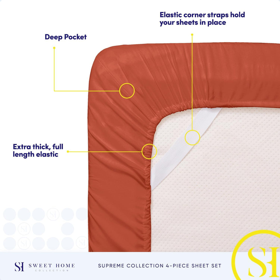 Queen-Size-Bettlaken, atmungsaktiv, luxuriös, mit elastischen Eckbändern, integrierten Eckgurten, ex