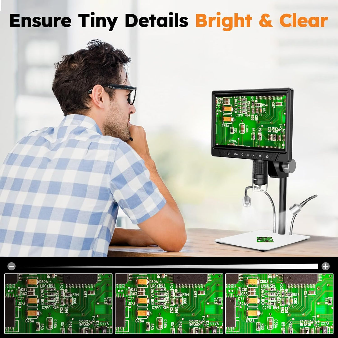 BEBANG 10.1" LCD Digitales Mikroskop 1200x für Erwachsene,3024P Münz Mikroskop Lupe,12MP Lötmikrosko