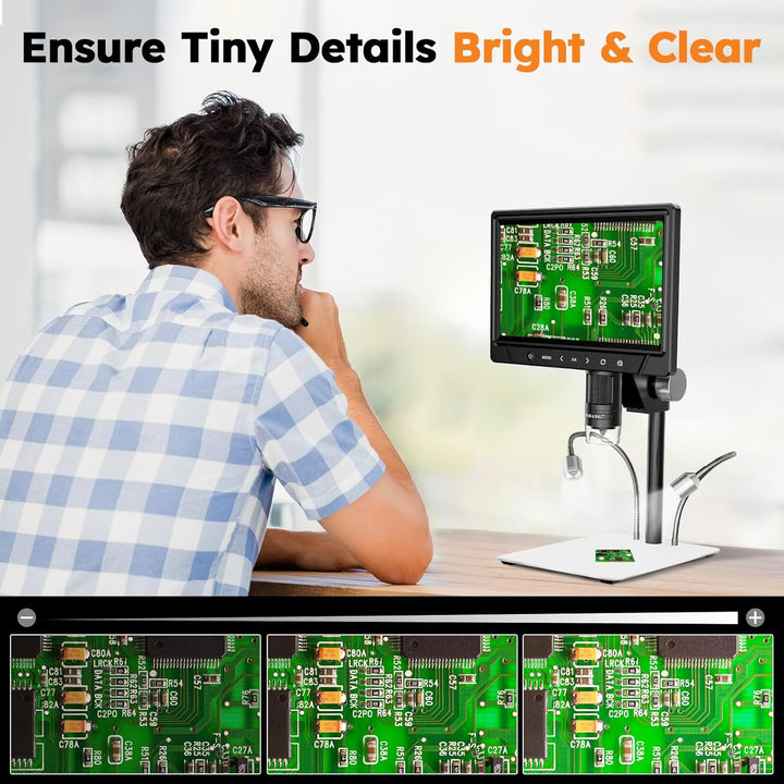 BEBANG 10.1" LCD Digitales Mikroskop 1200x für Erwachsene,3024P Münz Mikroskop Lupe,12MP Lötmikrosko