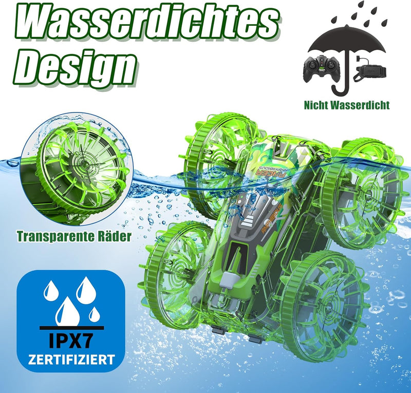 AmazeFun Amphibienfahrzeug Ferngesteuertes Auto ab 4 5 6 7 8 9 Jahre Gestensensor RC Auto Indoor & O