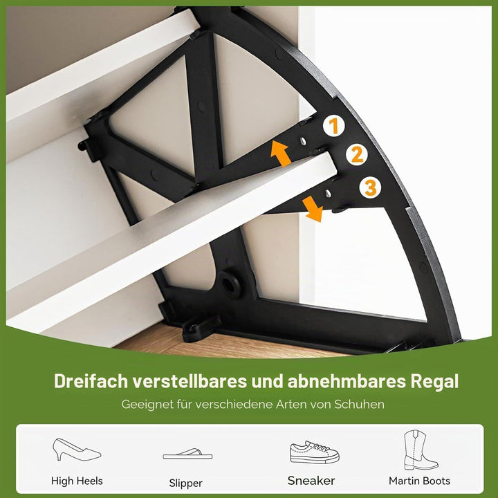 Litake Schuhschrank Schuhkommode mit 4 Rattan Klappen, Schuhkipper Schuhschrank Schuhregal Schmal mi