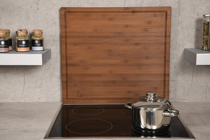 Kesper | XXL Herdabdeckplatte 56 x 50 x 4 cm | Farbe: Dunkelbraun | Material: FSC Bambus | ideal auc