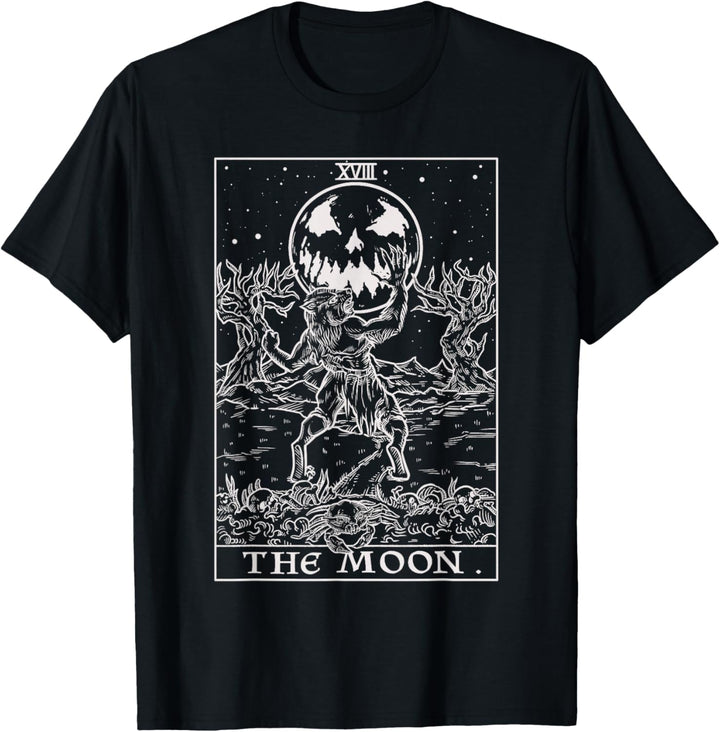 The Moon Tarot-Karte Halloween Werwolf Gothic Horror Hexe T-Shirt