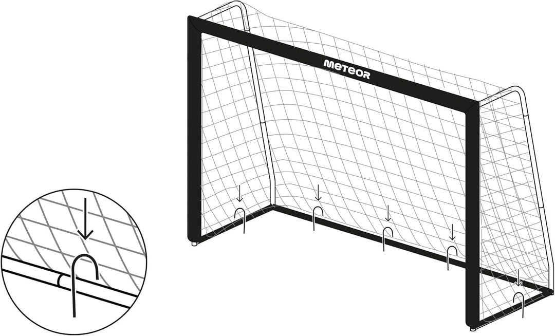 meteor Fussballtor mit Netz und Schaumstoffschutz Schwarz - Kinder Fussballtor für Garten Training d