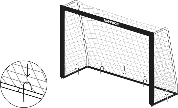 meteor Fussballtor mit Netz und Schaumstoffschutz Schwarz - Kinder Fussballtor für Garten Training d