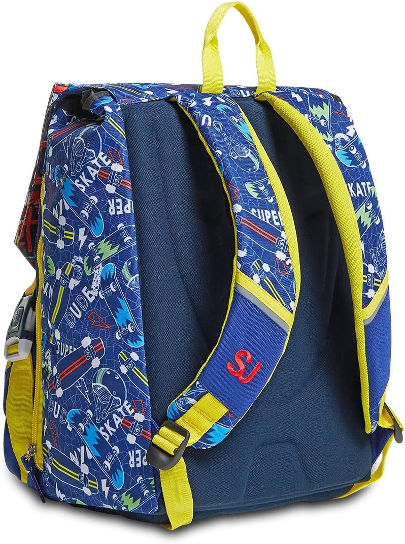 SJ Rucksack, Schulranzen für Grundschule, ab 1. Klasse, Erweiterbarer Schulranzen, Extra Volumen; Ge