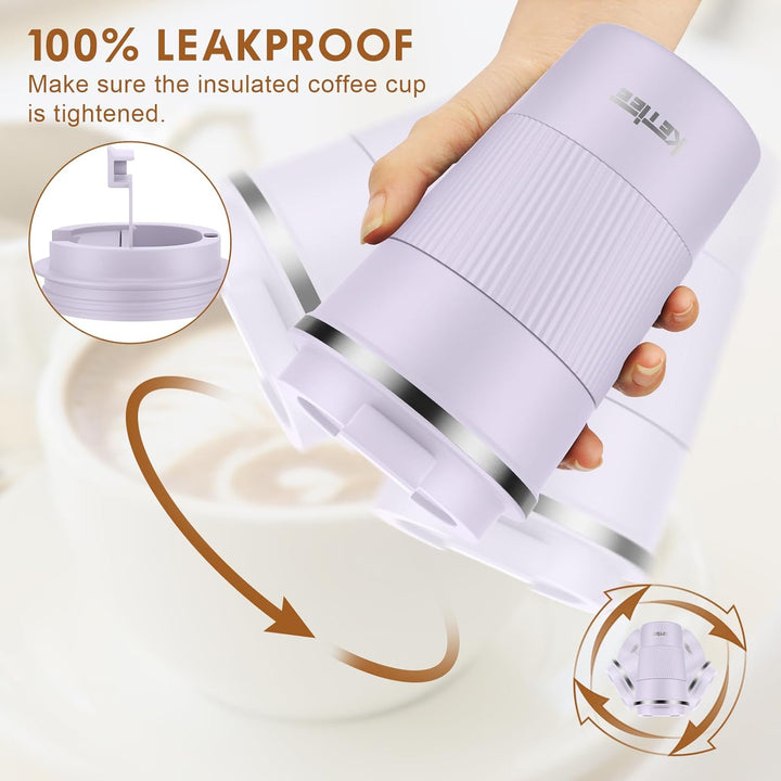 KETIEE Kaffeebecher to go,380ml Thermobecher Kaffee-to-go,Kaffeebecher Thermo,Doppelwandig Reisebech