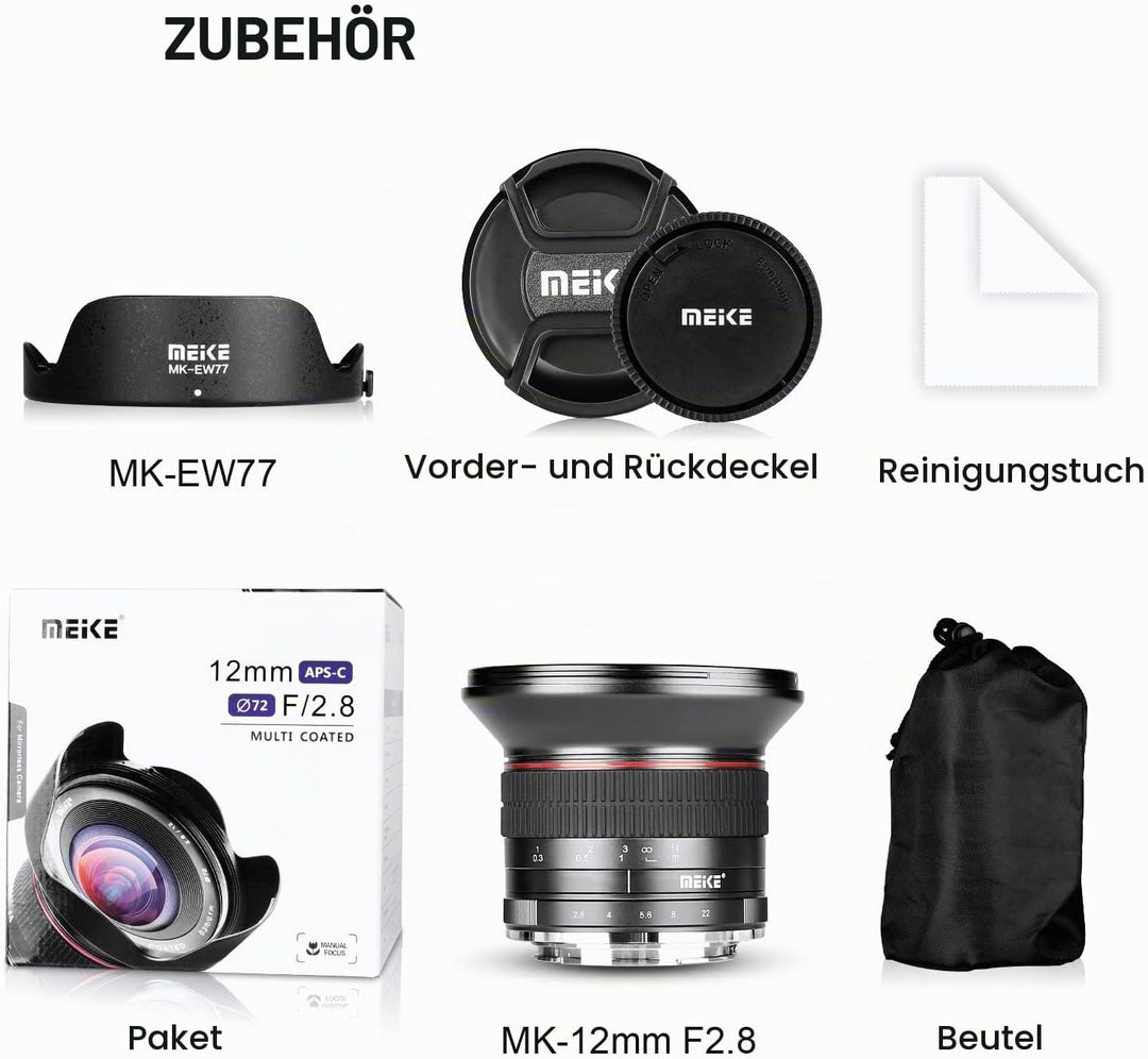 Meike Optics MK 12mm f2.8 Ultra-Weitwinkel Objektiv für MFT, für MFT