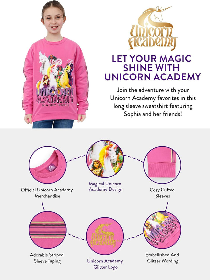 Einhorn Akademie Pullover | Einhorn Pullover Mädchen | Kinder Sweatshirt Mädchen 152 Rosa, 152 Rosa