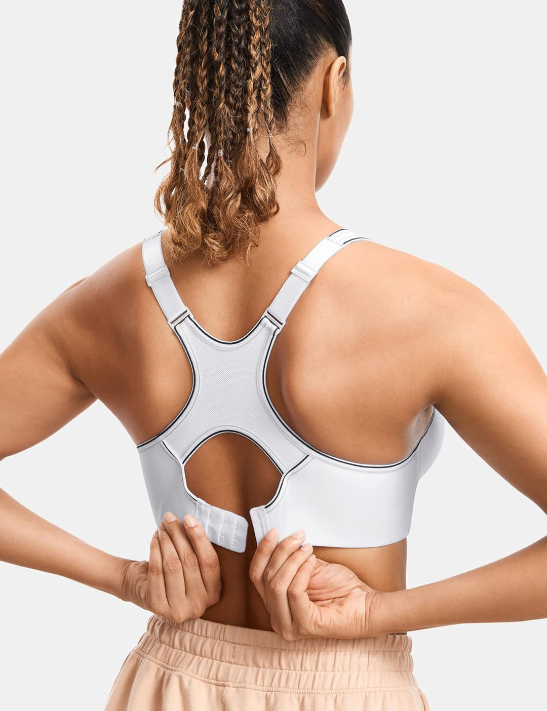 SYROKAN Damen Sport BH Starker Halt- Bügel Push Up Ringerrücken Gepolstert Fitness BH 70B Weiss, 70B