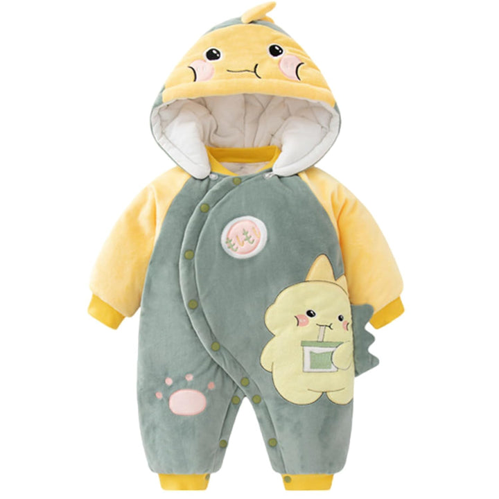 Baby Overall Mit Kapuze Füsslinge Strampler Schneeanzüge Karikatur Jumpsuit Unisex Winter Kleidungss