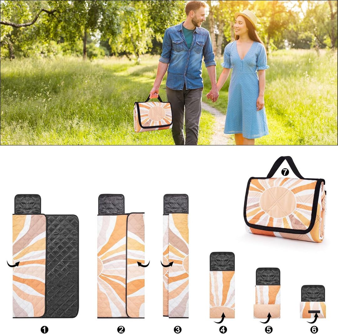 Jopee Gross Outdoor Picknickdecke, 200 x 200cm Wasserdicht Faltbare Stranddecke für 4-6 Personen, Le