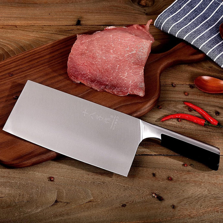 SHI BA ZI ZUO Chinesisches Gemüsemesser 7,5-Zoll-Cleaver Chopper Slicer-Messer mit ergonomischem Gri