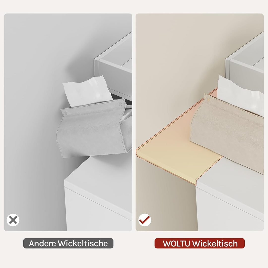 WOLTU Wickelaufsatz, Wickeltischaufsatz universal für Kommode (Tiefe: 47-50 cm), mit Schutzrand, aus