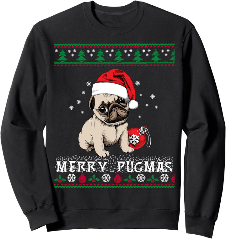 Niedlicher Mops-Weihnachtspullover, Shirt, Merry Pugmas Pug Dogs Lover Sweatshirt