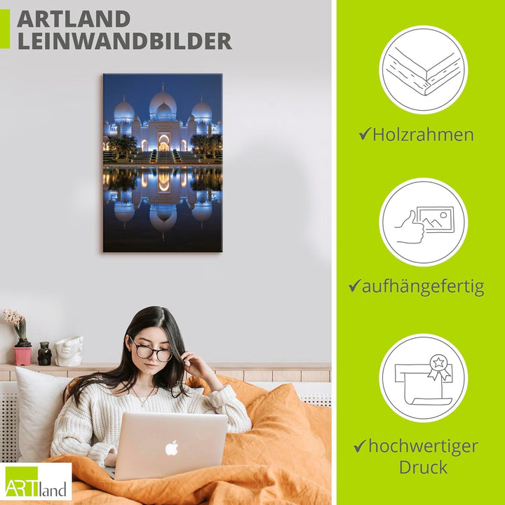ARTland Leinwandbilder Wandbild Bild auf Leinwand 60x90 cm Moschee Scheich Zayid Islam Muslimische B
