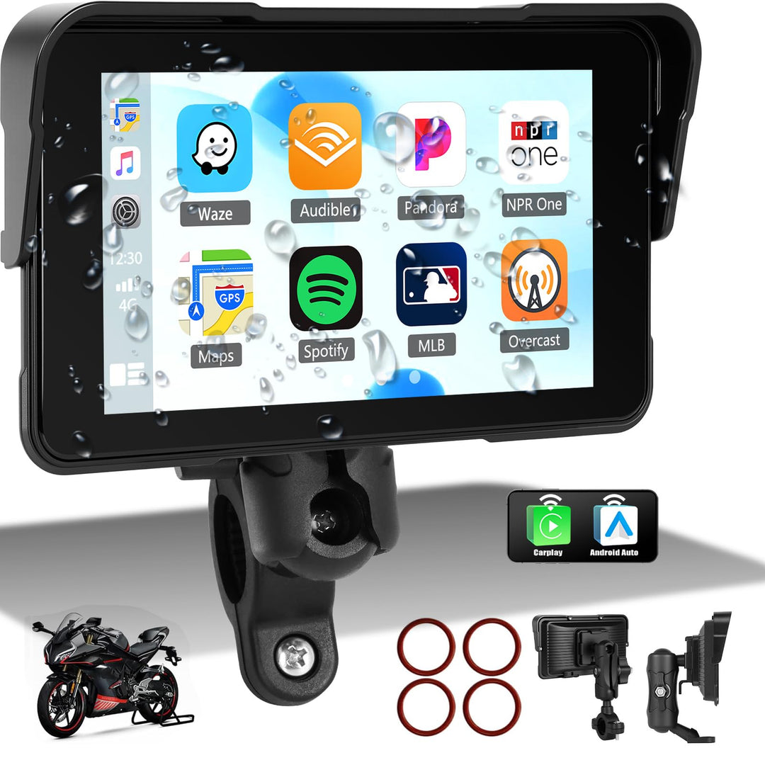 SIXTOP Motorrad-GPS-CarPlay-Bildschirm mit kabellosem CarPlay und Android Auto, tragbar, wasserdicht