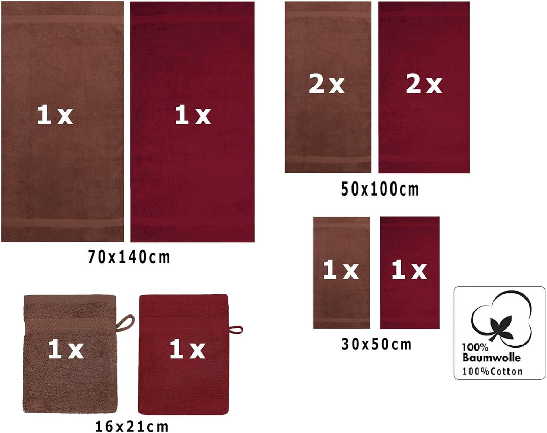 Betz 10-TLG. Handtuch-Set Premium 100% Baumwolle 2 Duschtücher 4 Handtücher 2 Gästetücher 2 Waschhan