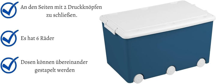 BDW Aufbewahrungsbox mit Deckel - Kiste für Kinderzimmer, Kindergarderobe, Sortierbox - Spielzeug Au