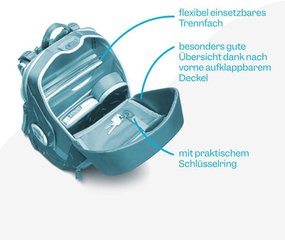 ergobag Wide Set 5tlg. Ergonomisch, Volumen erweiterbar, Deckel aufklappbar Bärzaubernd - Blau Einhe