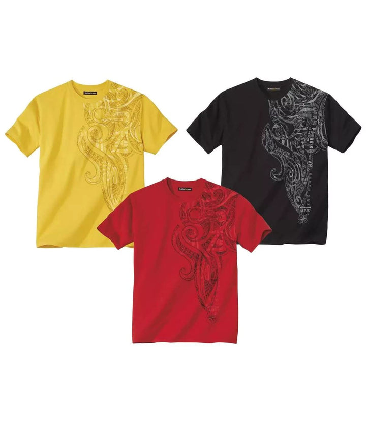ATLAS FOR MEN - 3er-Pack Herren T-Shirts - Rundhalsausschnitt - Kurze Ärmel - Verfügbar in grossen G