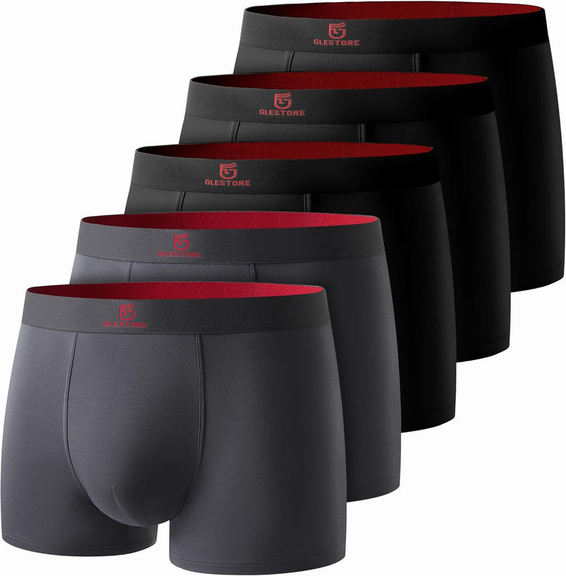 GLESTORE Boxershorts Herren Unterhosen Männer 5er Pack Modal Unterwäsche Hipster Sport Underpants M