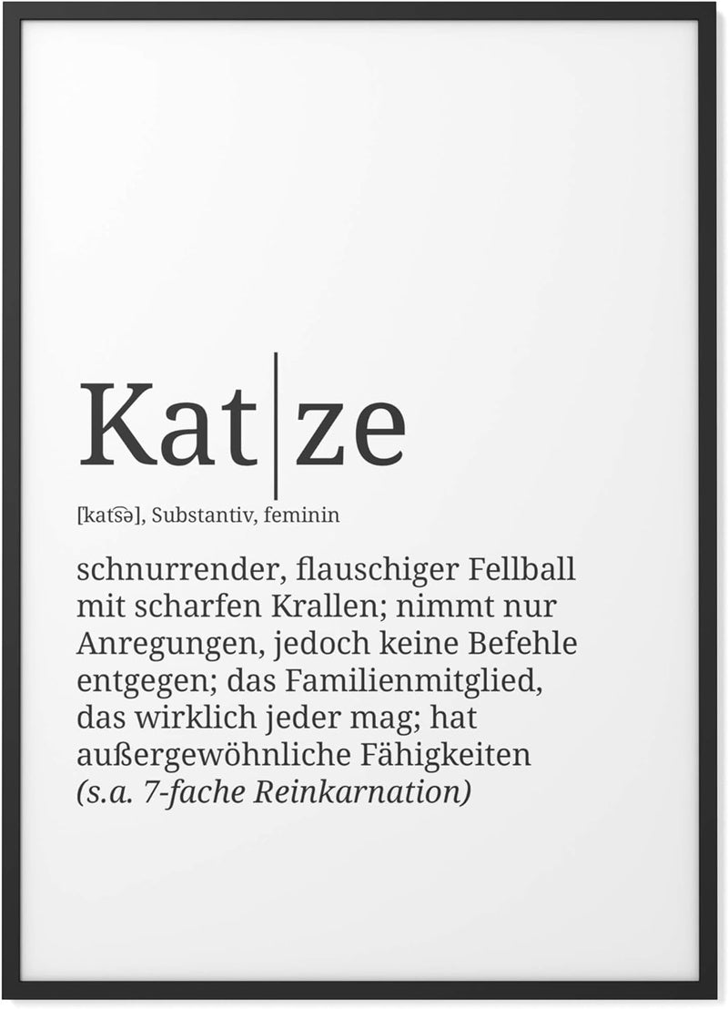 Papierschmiede® Definition: Katze, DIN A1 (59x84 cm), XXL Poster für Wohnzimmer, Schlafzimmer, Küche