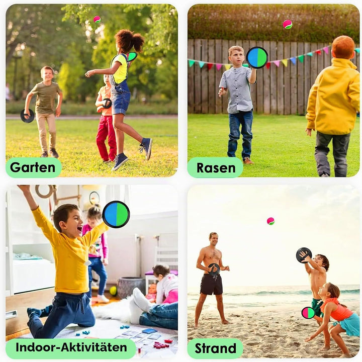 Klettballspiel Klettball Set mit Fangscheiben Bälle, Klettballspiel für Kinder, Ballspiele Klettspie