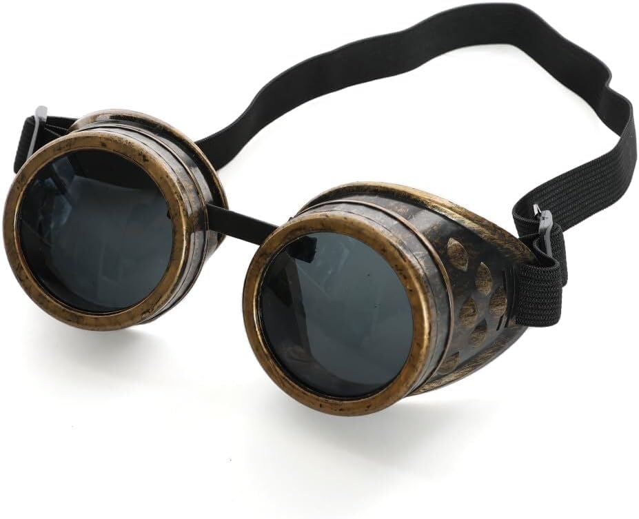 I LOVE FANCY DRESS Steampunk VIKTORIANISCH Schwarze Zylinder AUS Satin MIT Bronze Brille - PERFEKTES