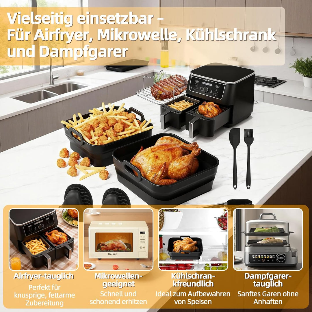 Airfryer Zubehör für Ninja Foodi Max Dual Zone AF400EU AF400EUCP 9,5L, Silikonform Heissluftfritteus