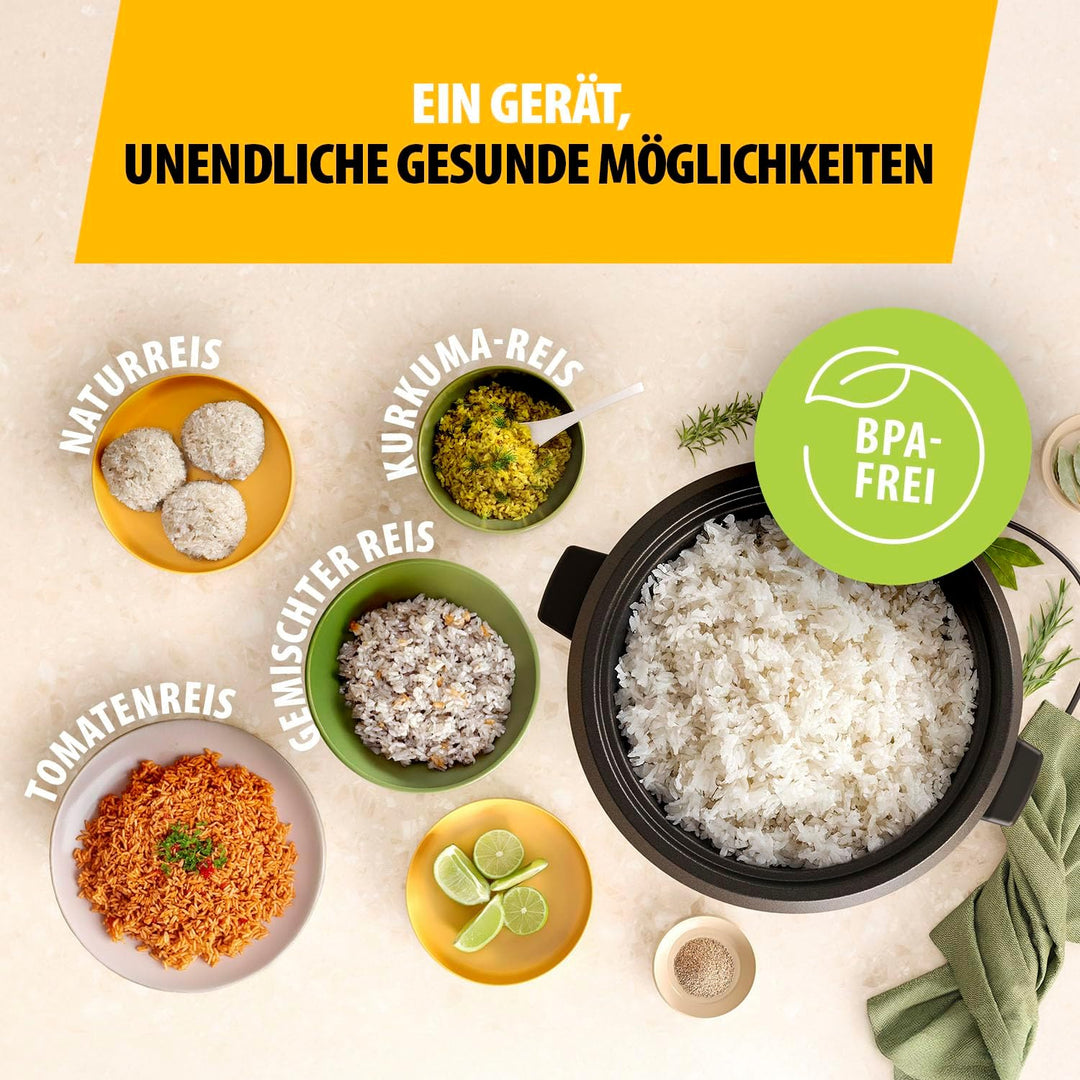 Tristar Reiskocher, 1,8 L Kapazität, Edelstahlgehäuse mit Glasdeckel, Antihaft-Innentopf, Automatisc