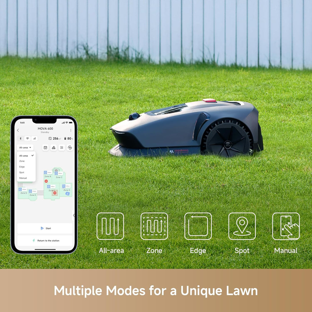 MOVA 600, Rasenmäher Roboter 3D-LiDAR Mähroboter ohne Begrenzungskabel & Genaue Kartierung 600 m², S