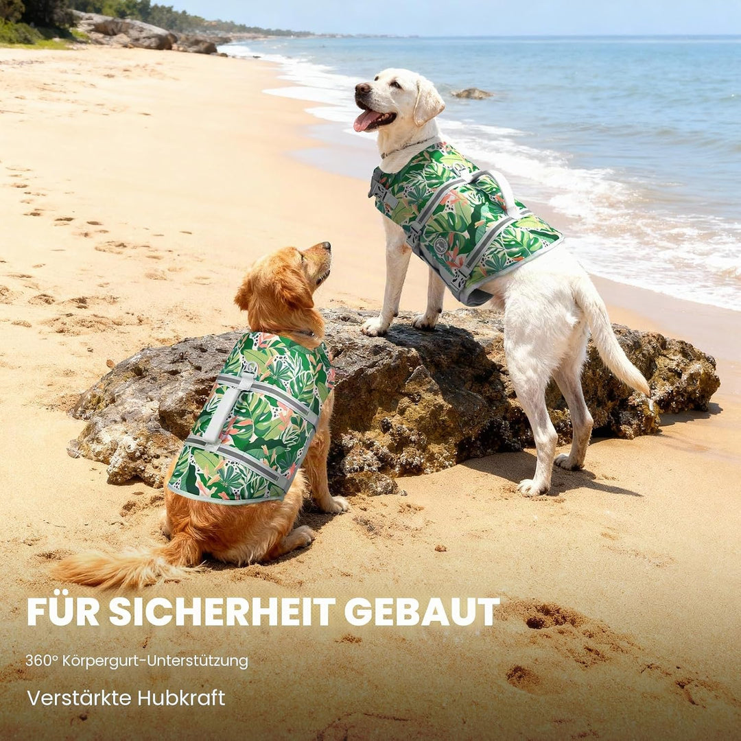 VIVAGLORY Hunde Schwimmweste Rip Stop Hundeschwimmweste, L, Grün | Auftrieb &amp; Ripstop for Hunde, Sch