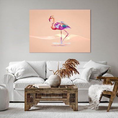 ARTTOR Bilder auf Leinwand 100x70cm Leinwandbild Flamingo Vogel Wasser Gross Wanddeko Bild Schlafzim