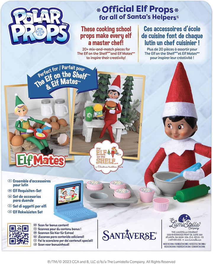 The Elf on The Shelf® Polar Props® Kochschule | Kreatives Koch-Set für Scout Elfen mit Mini-Laptop,