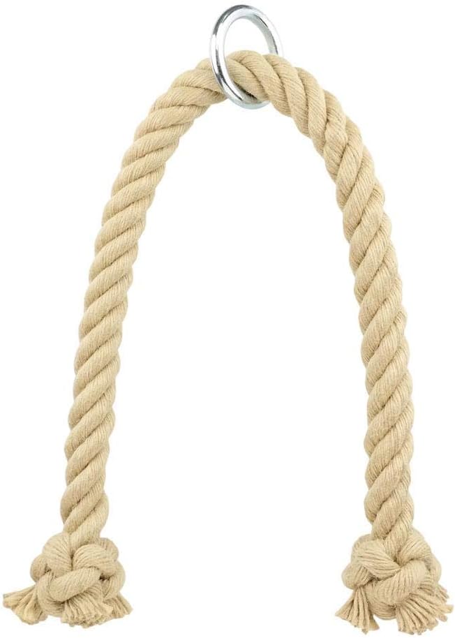 Kanirope® Professionelles Trizeps Seil Pump extra lang aus Polyhanf 28mm 100cm mit Metall-Ring Trize