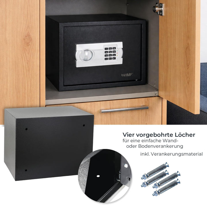HMF Safe Tresor für Zuhause, Hotel oder Büro, Möbeltresor mit Zahlenschloss für DIN A4 Dokumente | 3